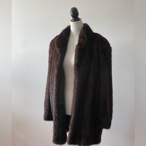 Luxury vintage fur women jacket dark brown mink coat